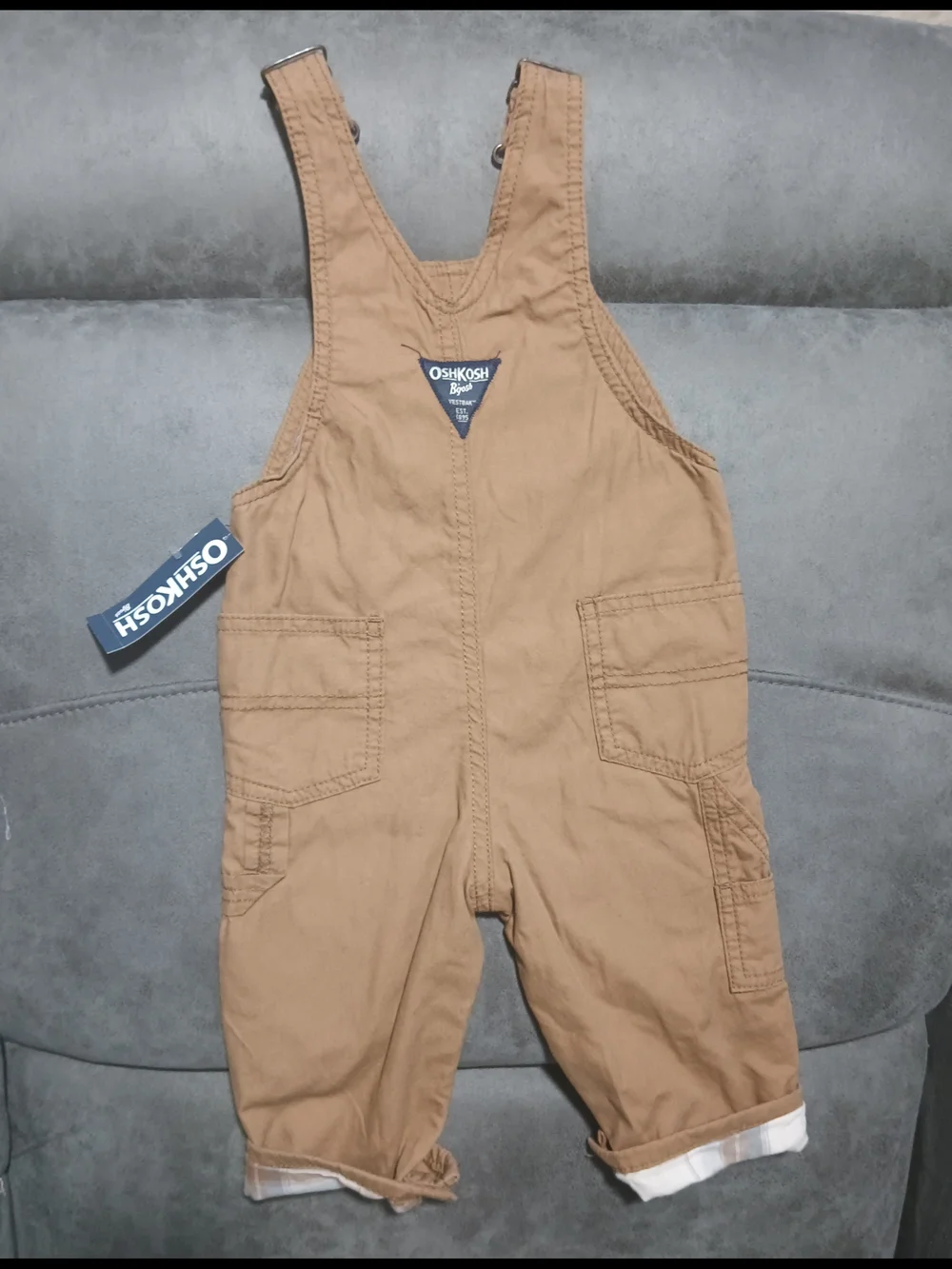 OshKosh B'gosh Toddler Tan Brown Overalls Size:12M